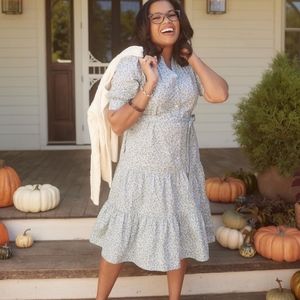 Loretta shirt dress in fall vines